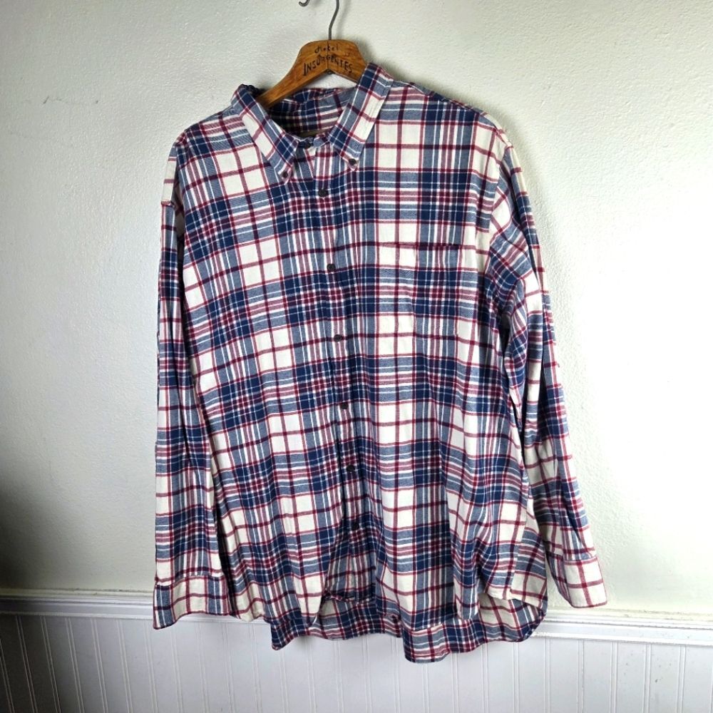 Foundry Classic Plaid Men's Shirt - Red, Blue, and White Button Up Shirt Size 3X